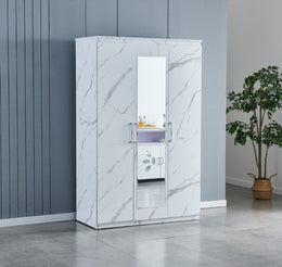 Armoire 3 Portes Marbre Blanc – Élégance et Rangement Fonctionnel